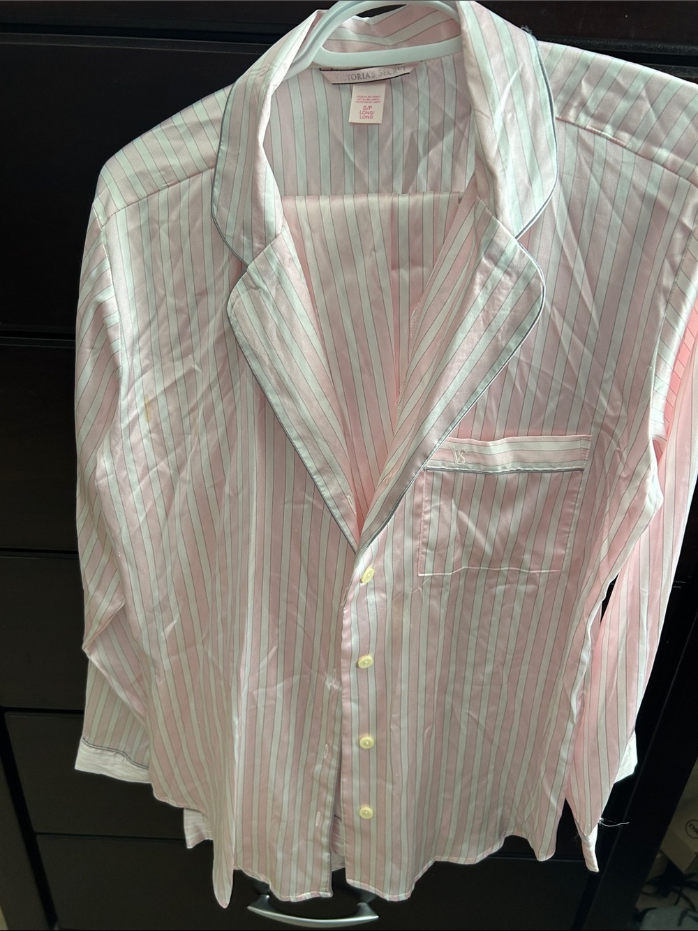 Victoria's Secret Pink and Light Green Striped signature pajama set